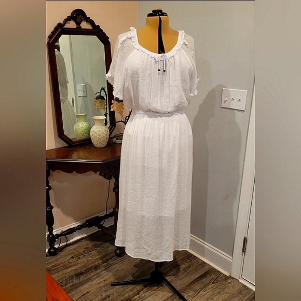 NWT 2X White Ruffly Dress - Picture 3 of 11